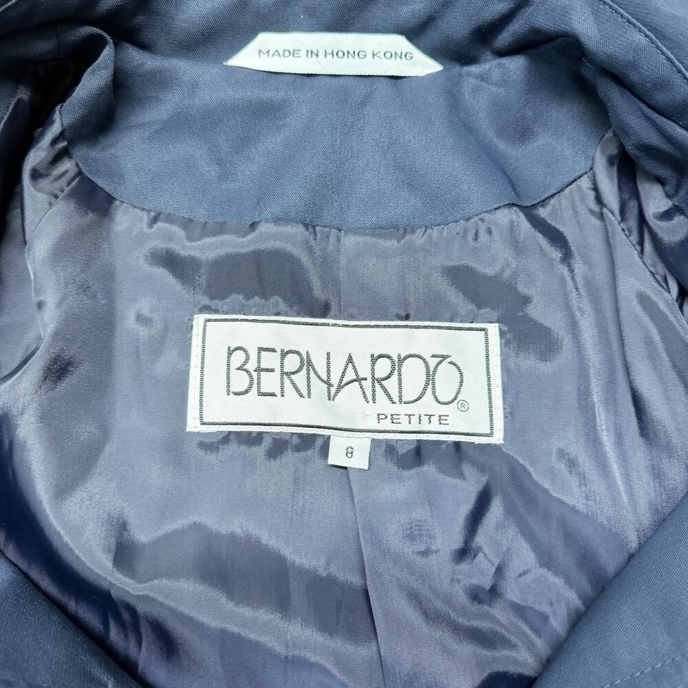 Bernardo Vintage 90s Slate Blue Trench Coat 8P Academia Corporate Minimalist - Picture 5 of 7